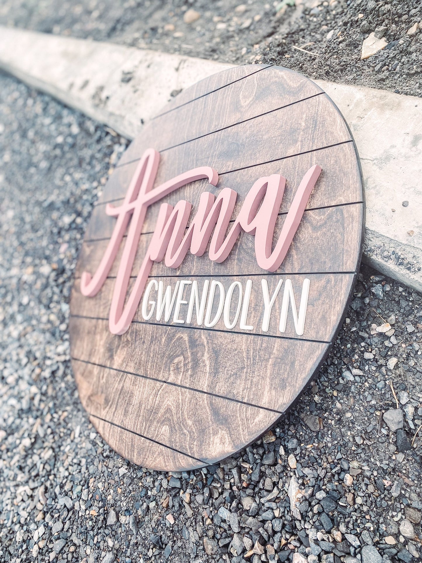 3D Round w/ First + Last Name