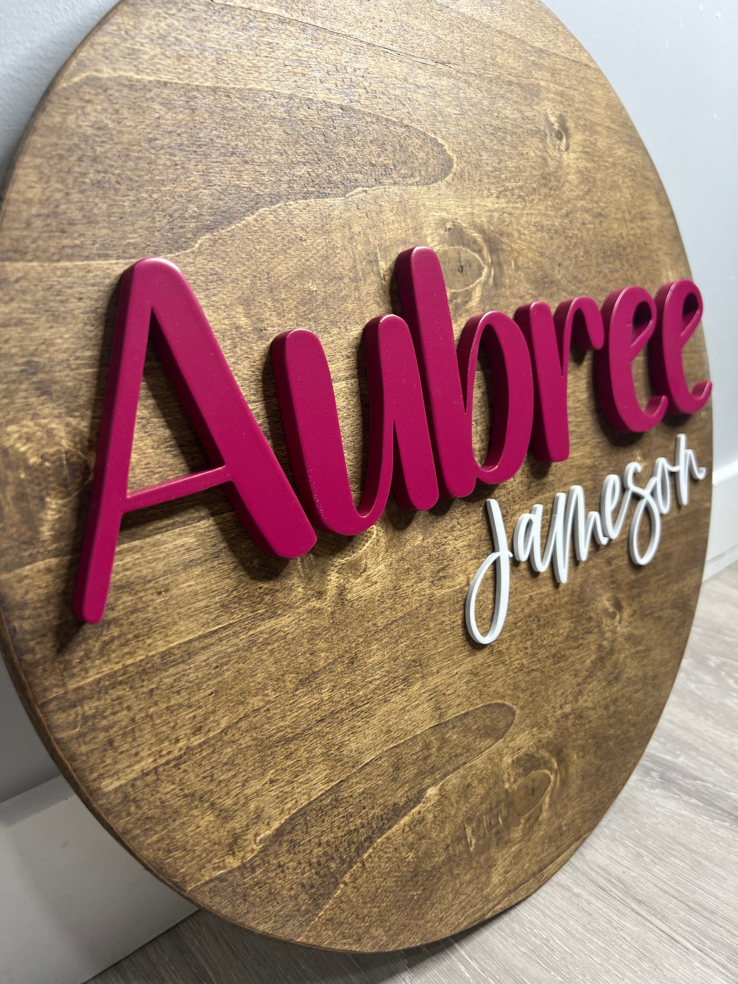 3D Round w/ First + Last Name